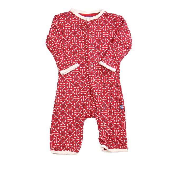 Kickee Pants Red | White 1-piece Non-footed Pajamas 0-3 Months 