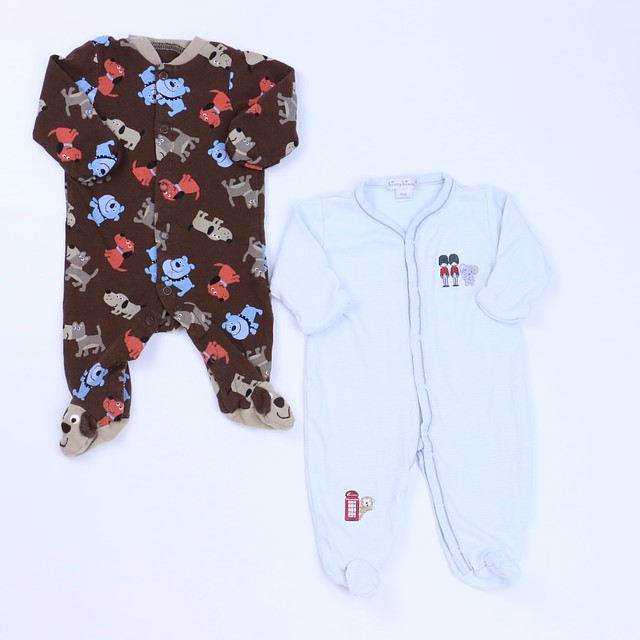 Kissy Kissy | Carter's Set of 2 Blue | Brown Long Sleeve Outfit 0-3 Months 