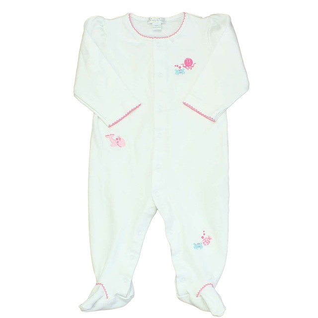 Kissy Kissy White | Pink 1-piece footed Pajamas 9 Months 