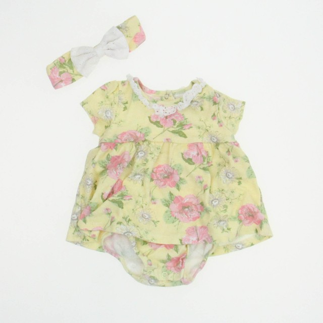 Laura Ashley 2-pieces Yellow Floral Romper 6-9 Months 
