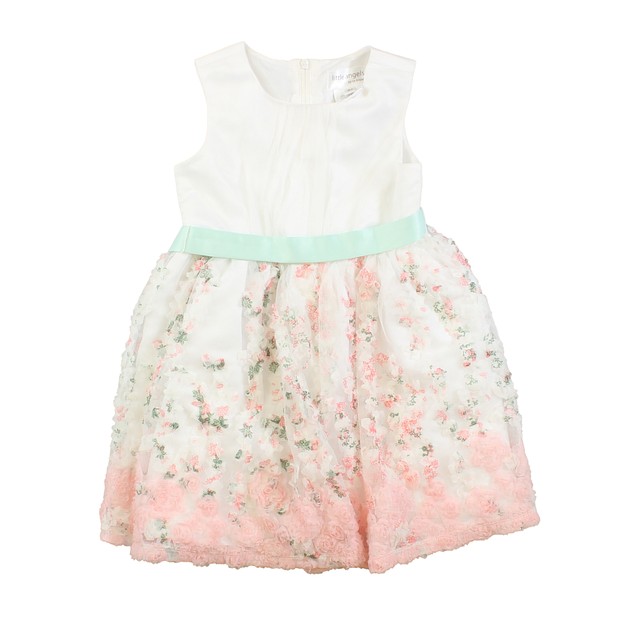 Little Angels White | Green | Pink Special Occasion Dress 3T 