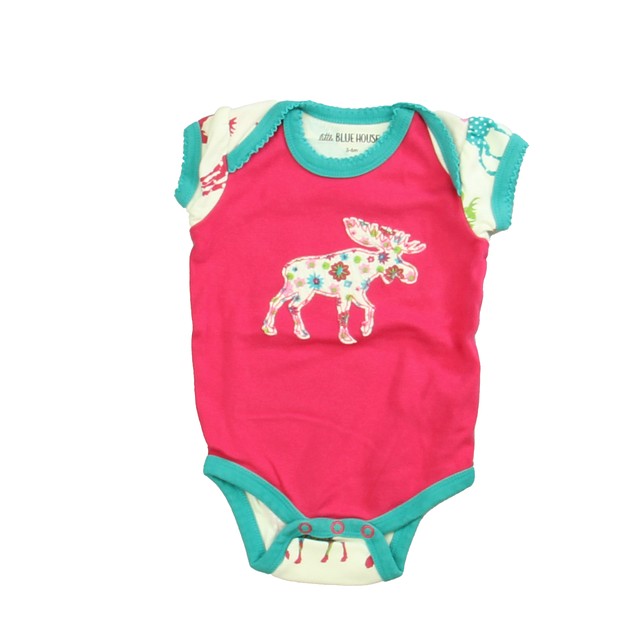 Little Blue House by Hatley Pink | White Romper 3-6 Months 