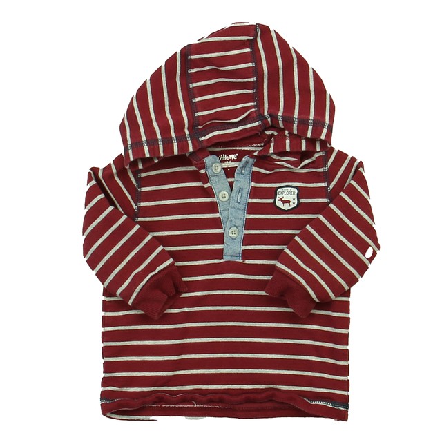 Little Me Maroon | White | Stripes Hoodie 18 Months 