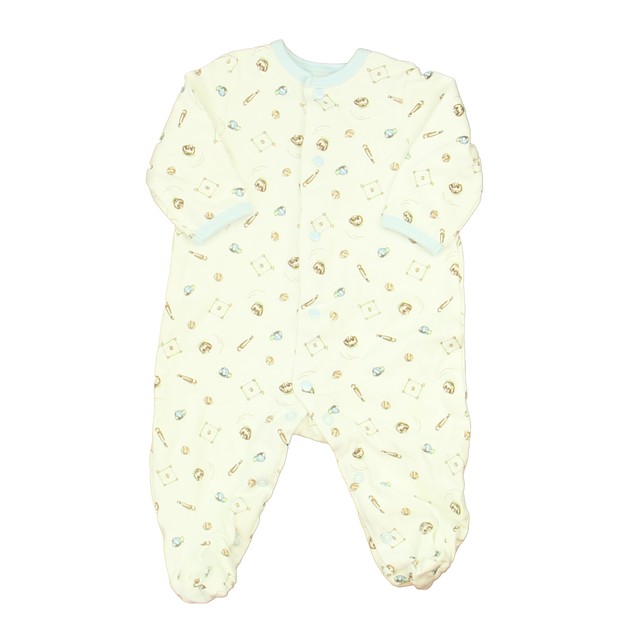 Little Me Ivory | Blue Baseball Long Sleeve Outfit 3 Months 