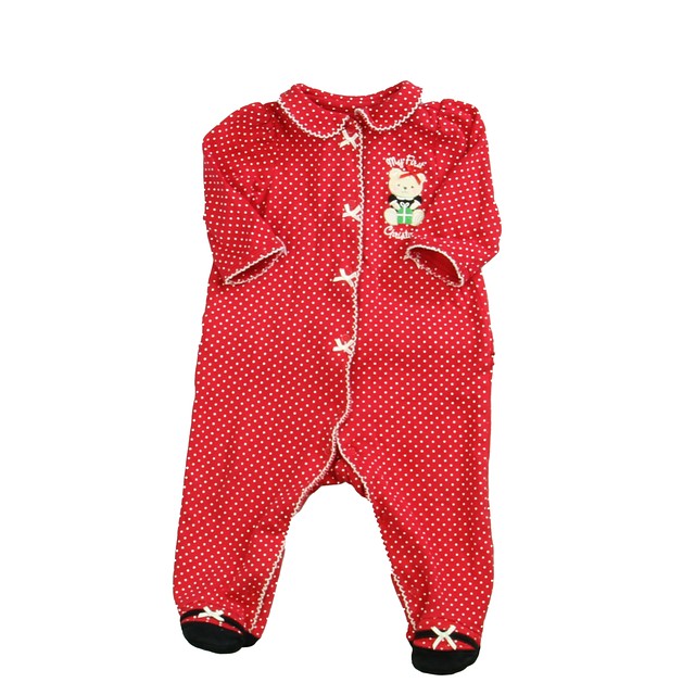 Little Me Red | White 1-piece footed Pajamas 6 Months 