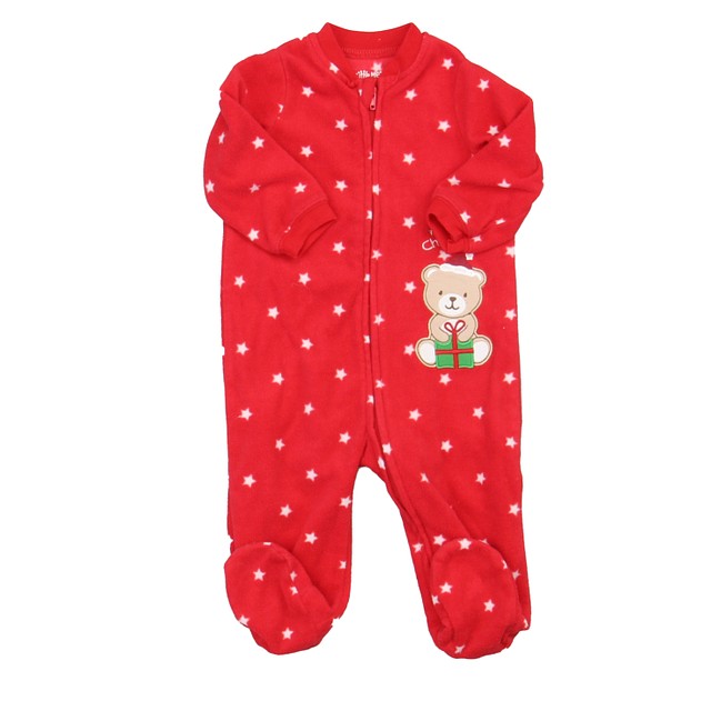 Little Me Red 1-piece footed Pajamas 6 Months 