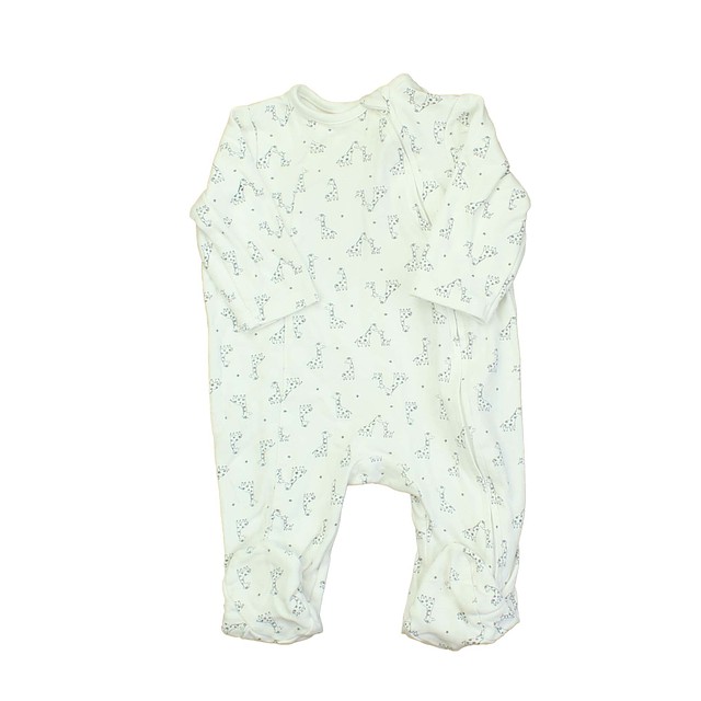 Little Me White | Blue | Giraffes 1-piece footed Pajamas 6 Months 