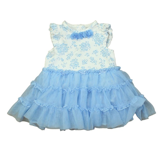 Little Me White | Blue Dress 6 Months 
