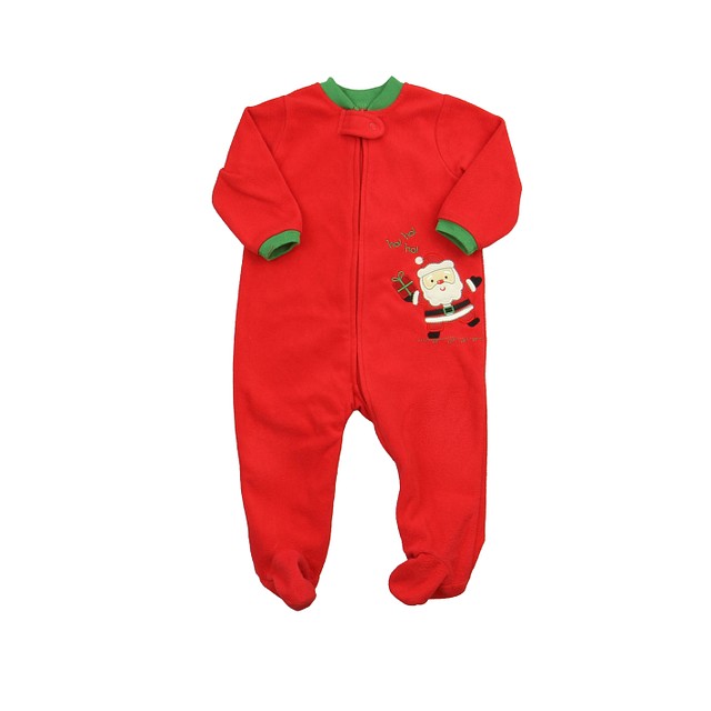 Little Me Red Santa 1-piece footed Pajamas 9 Months 