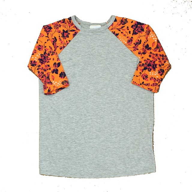 LuLaRoe Gray | Orange | Floral Short Sleeve Shirt 8 Years 