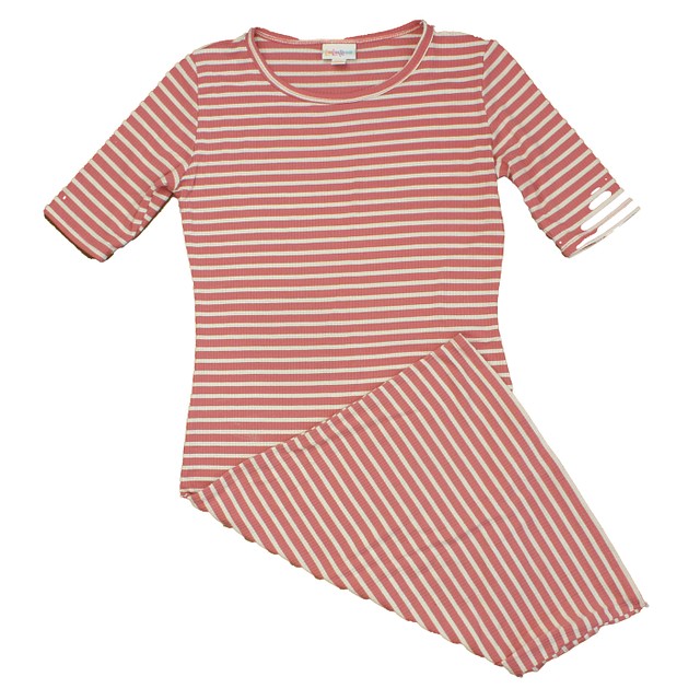 LuLaRoe Pink | White | Stripes Dress XXS 
