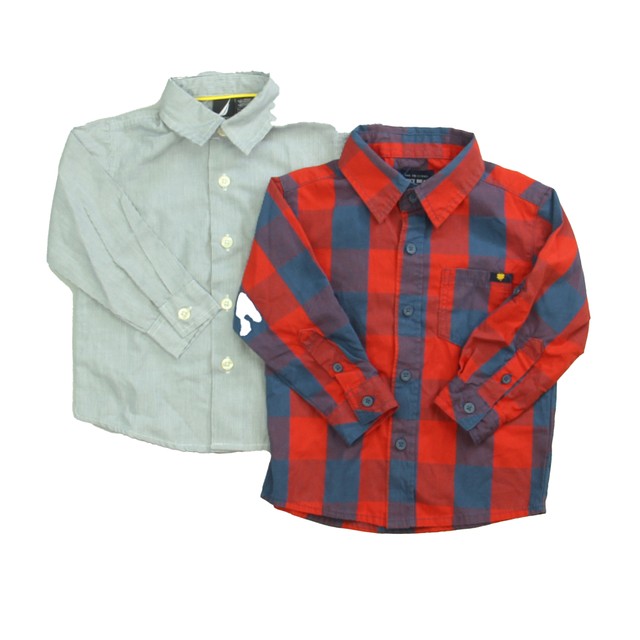 Lucky Brand | Nautica Set of 2 Blue | White | Red Button Down Long Sleeve 18 Months 