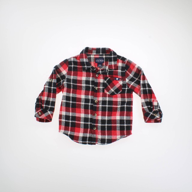 Lucky Brand Red | Black Plaid Button Down Long Sleeve 18 Months 