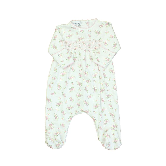 Magnolia Baby White | Pink | Roses 1-piece footed Pajamas New Born 