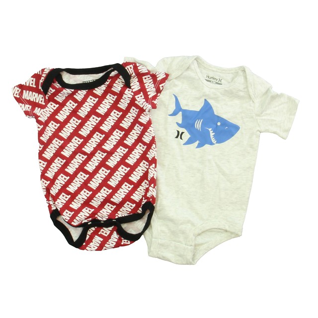 Marvel | Hurley Set of 2 Red | Gray Onesie 6-9 Months 