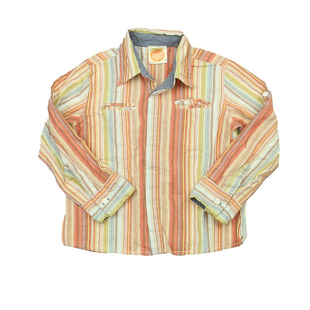 Masala Baby Coral Stripe Button Down Long Sleeve *5T 