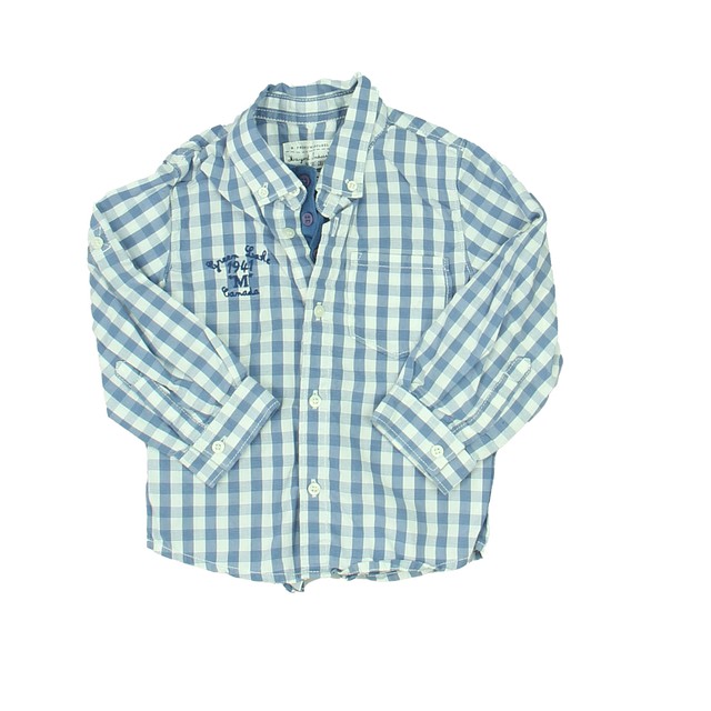 Mayoral Blue | White Button Down Long Sleeve 12 Months 