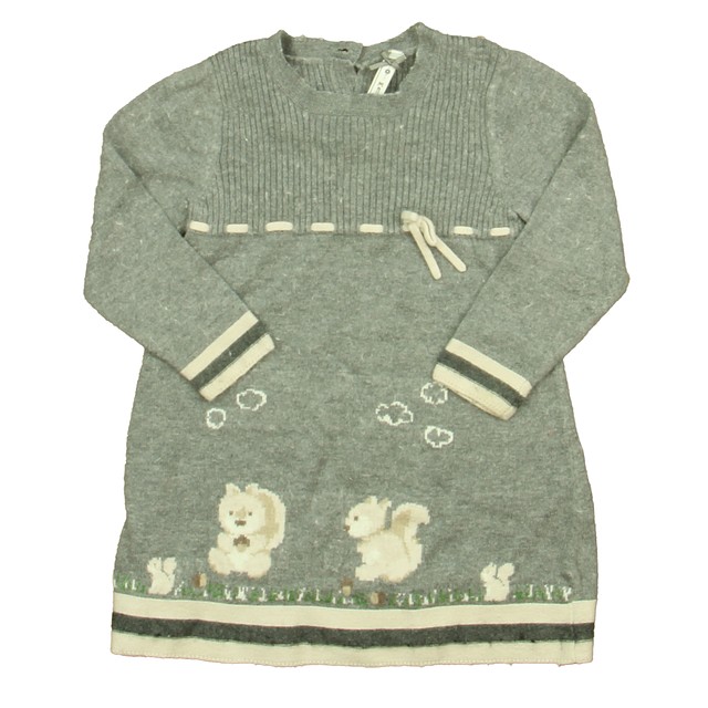 Mayoral Gray | Ivory Squirrels Sweater Dress 12 Months 
