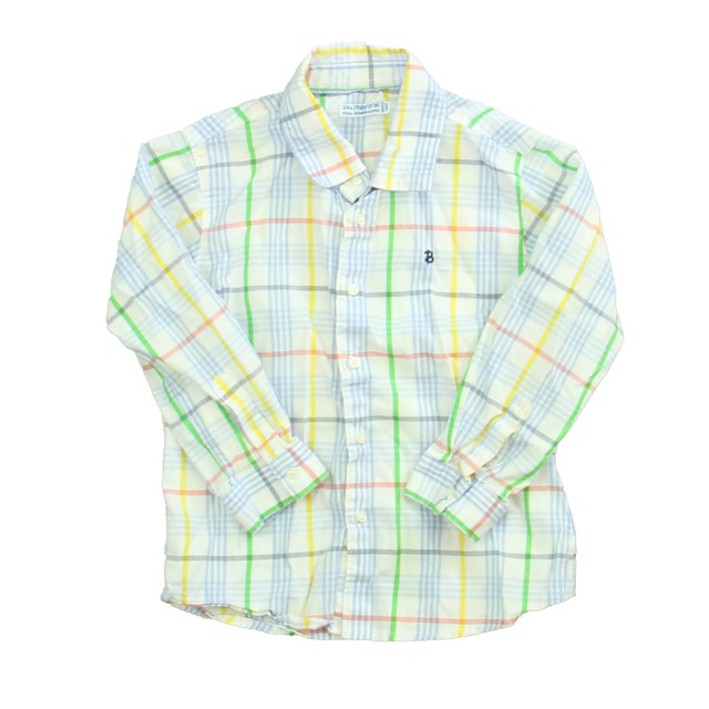 Mayoral White | Green | Yellow Plaid Button Down Long Sleeve 24 Months 