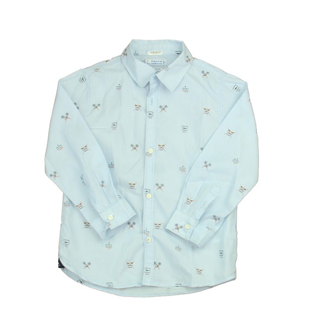 Mayoral Blue Surf Button Down Long Sleeve 3T 