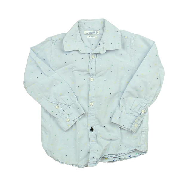 Mayoral Blue Button Down Long Sleeve 3T 
