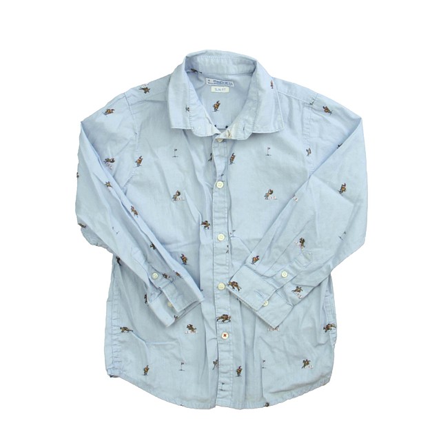 Mayoral Blue Horses Button Down Long Sleeve 4T 