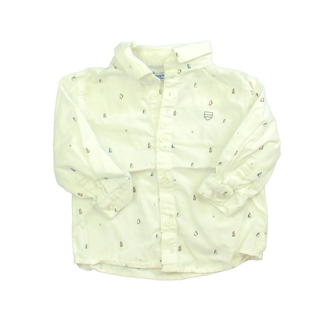 Mayoral White | Blue Button Down Long Sleeve 6 Months 