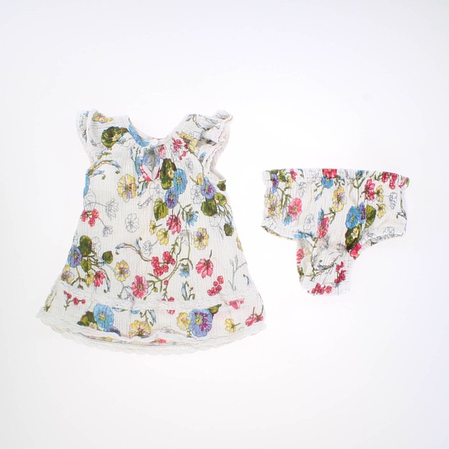 Mimi & Maggie 2-pieces White | Floral Dress 6-12 Months 