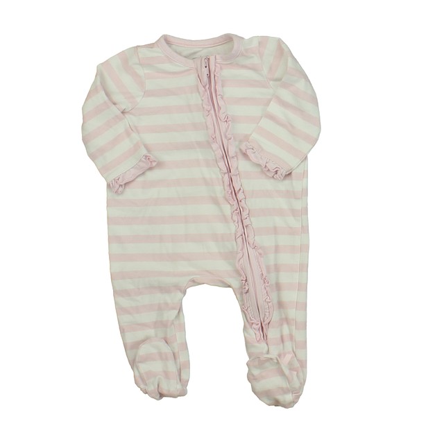 Mudpie Pink | White | Stripes 1-piece footed Pajamas 0-3 Months 