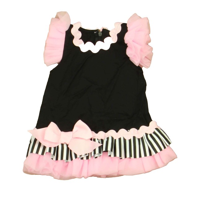 Mudpie Black | Pink Dress 0-6 Months 