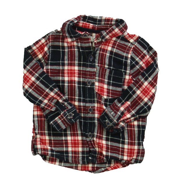 Mudpie Blue | Red Plaid Button Down Long Sleeve 2-3T 