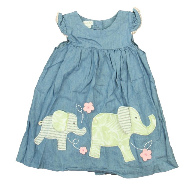 Mudpie Blue | Green Elephant Dress 2T 