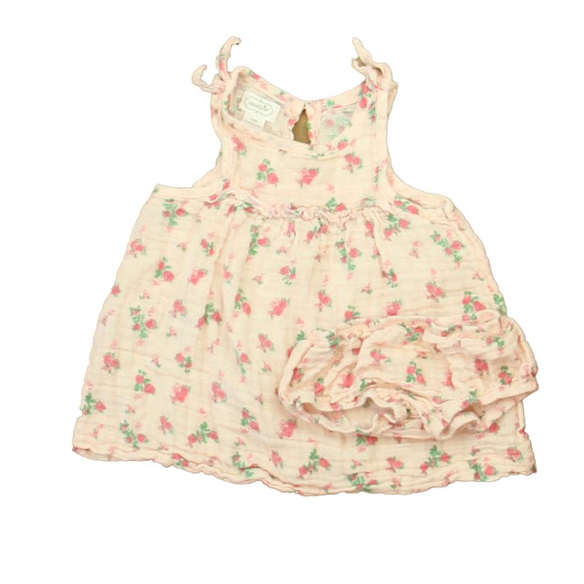 Mudpie 2-pieces Pink Floral Dress 6-9 Months 