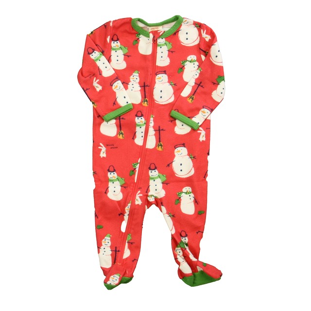 Munki Munki Red Snowmen 1-piece footed Pajamas 6-9 Months 
