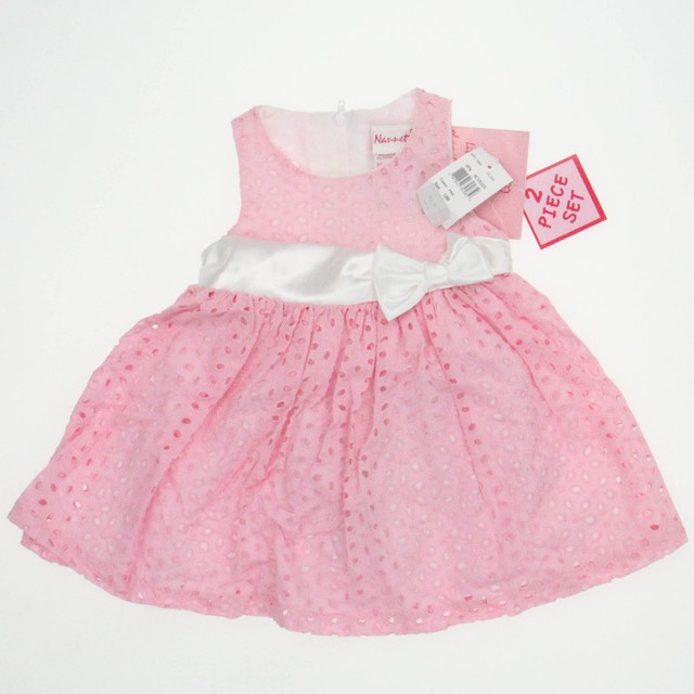 Nannette Kids 2-pieces Pink | White Dress 12 Months 