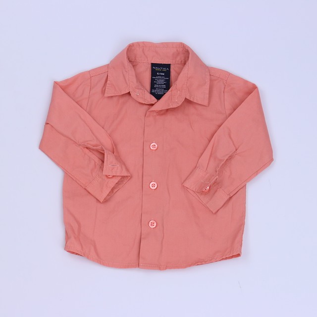 Nautica Coral Button Down Long Sleeve 6-9 Months 