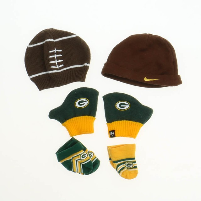 Nike Set of 3 Green | Brown | Yellow Hat & Mitten set 3-6M 