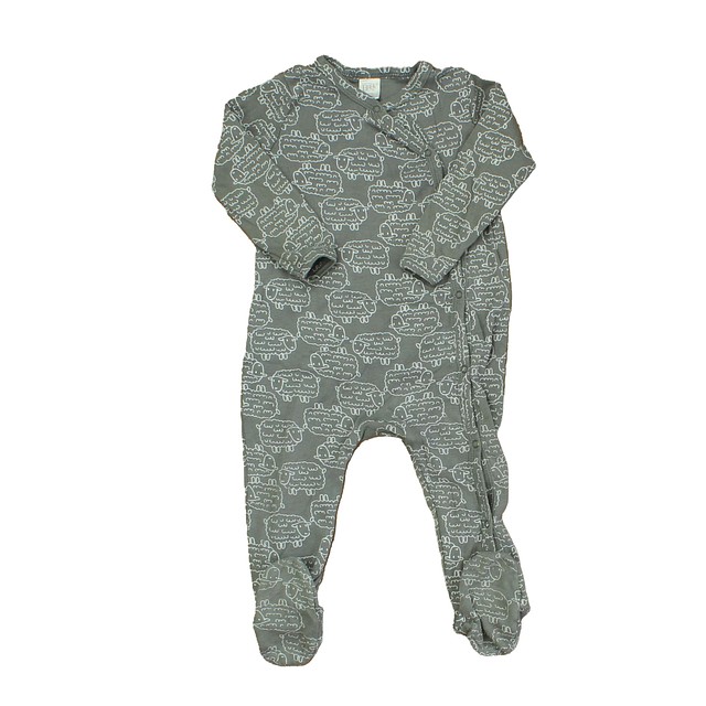 Nordstrom Baby Grey | White | Sheep 1-piece footed Pajamas 12 Months 