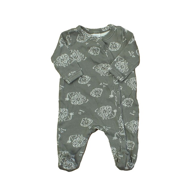 Nordstrom Baby Grey | White 1-piece footed Pajamas New Born 