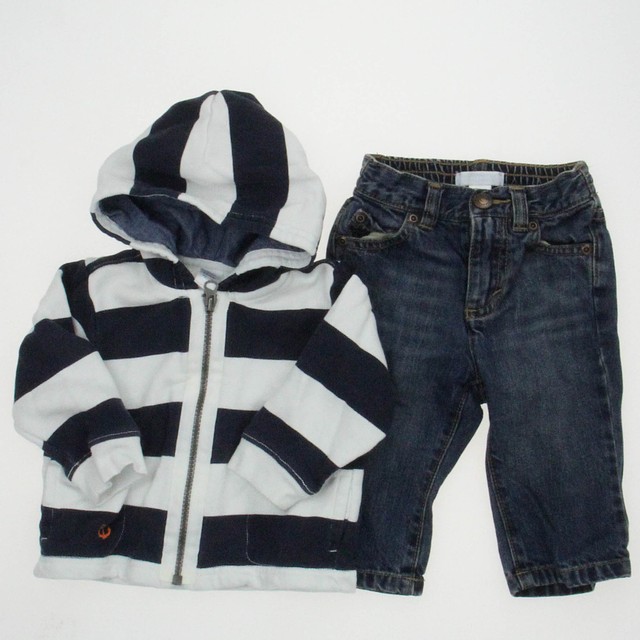 Old Navy | Gap 2-pieces Blue | White Apparel Sets 6-12 Months 