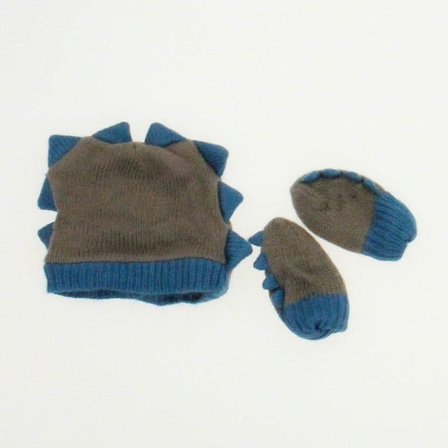 Old Navy 3-pieces Gray | Blue Hat & Mitten set 0-6 Months 