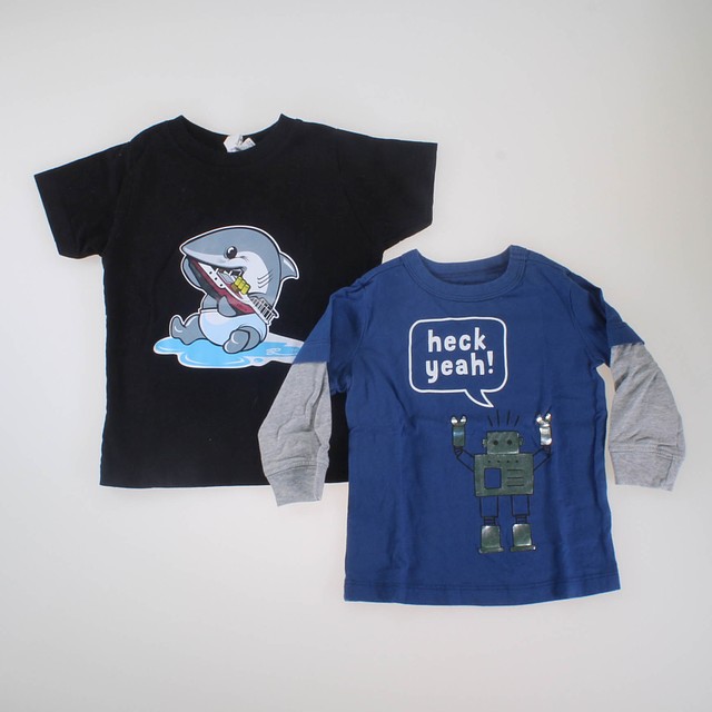 Osh Kosh | Rabbit Skins Black Shark | Blue Robot T-Shirt 9-12 Months 