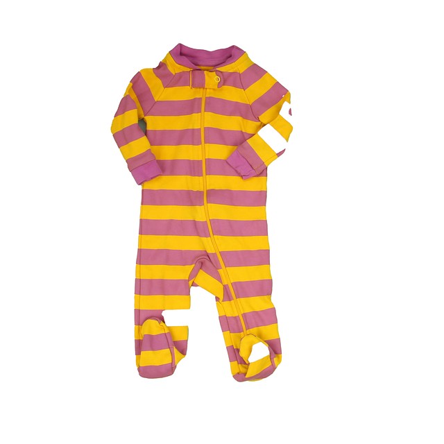 Pact Organic Yellow | Pink | Stripes 1-piece footed Pajamas 0-3 Months 
