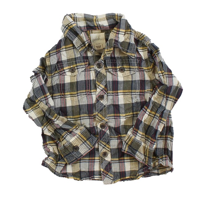 Peek Brown | Yellow | Red Button Down Long Sleeve 18-24 Months 
