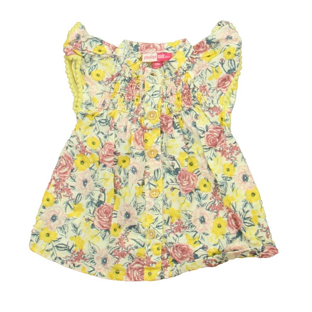 Penelope Mack Yellow | Pink Floral Dress 12 Months 