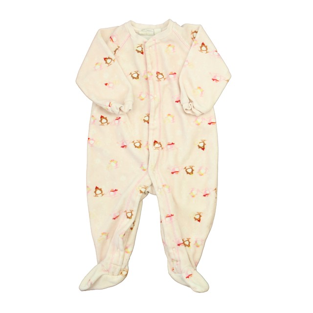 Petit Lem Pink Penguins 1-piece footed Pajamas 9 Months 