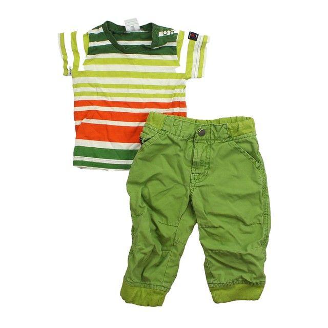 Polarn O. Pyret 2-pieces Green | White | Orange | Stripes Apparel Sets 6-9 Months 