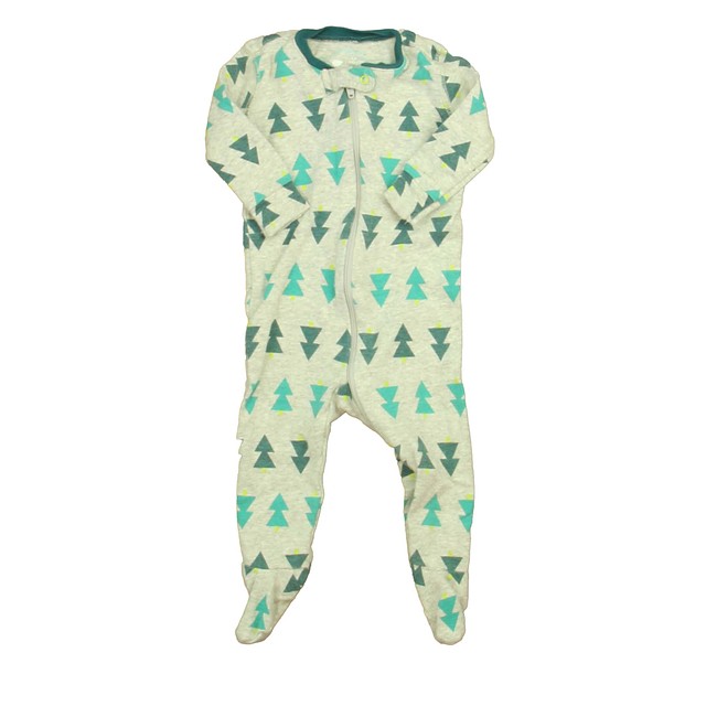 Primary.com Gray | Green 1-piece footed Pajamas 3-6 Months 