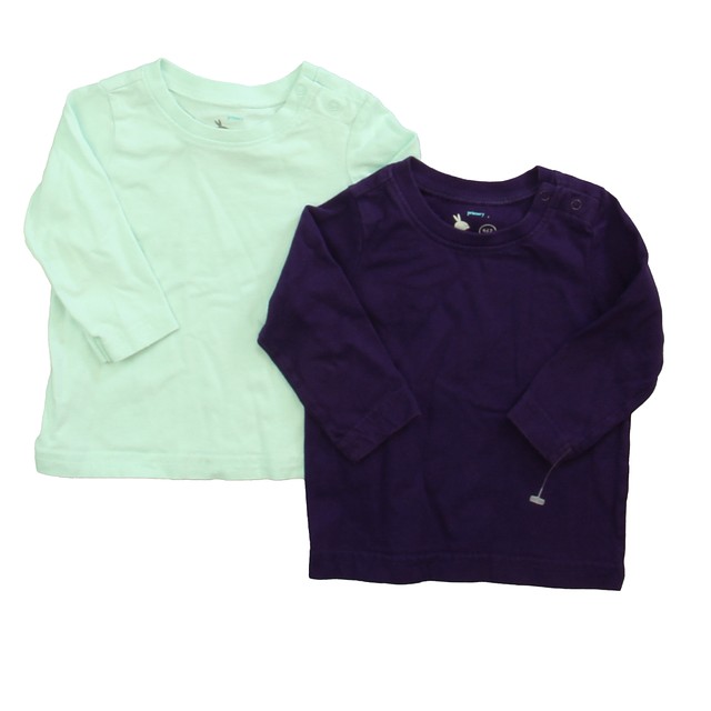 Primary.com Set of 2 Purple | Aqua Long Sleeve T-Shirt 6-12 Months 