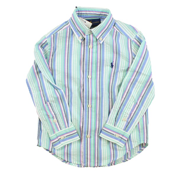 Ralph Lauren Blue | Pink | Green | Stripes Button Down Long Sleeve 3T 